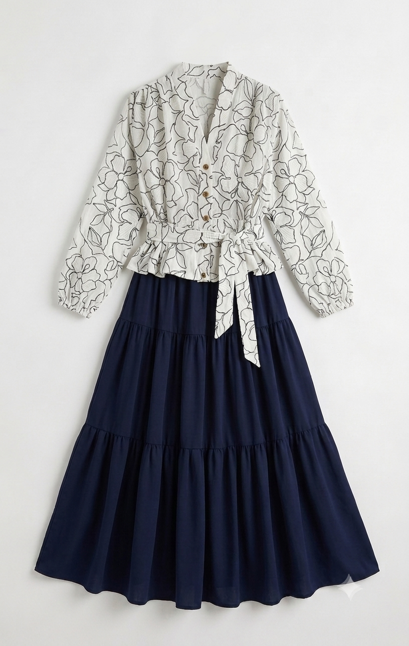 Ensemble bleu (chemise et jupe)